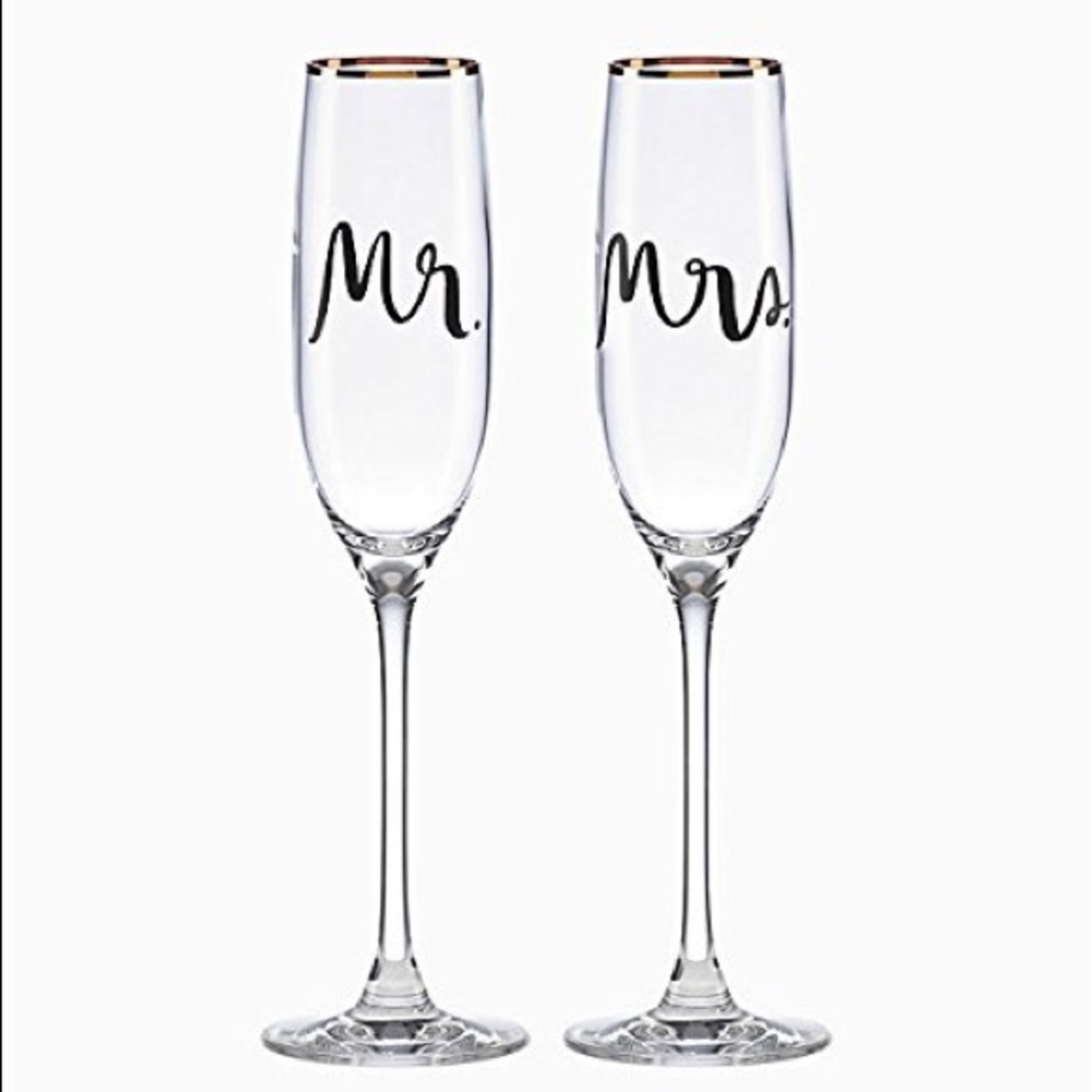 Kate Spade Mr. & Mrs. Champagne Toasting Flutes